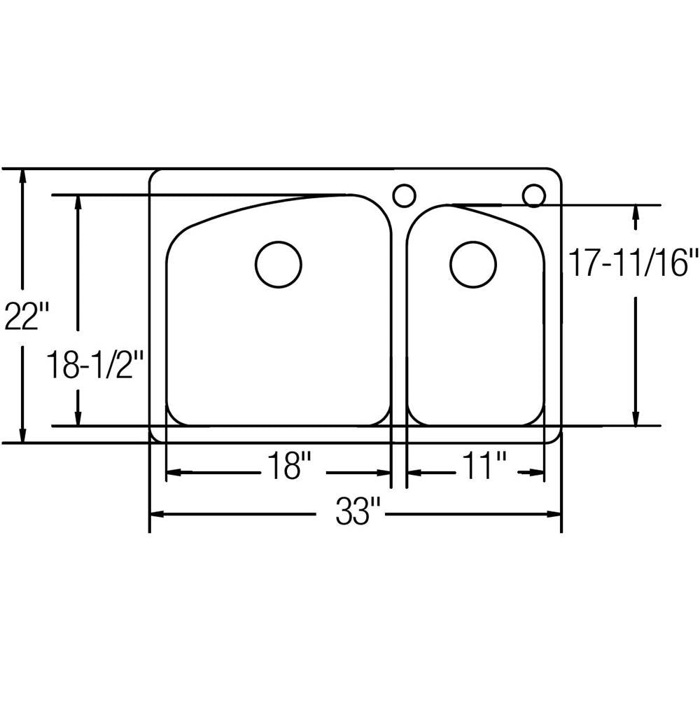 18 Gauge Stainless Steel 33'' x 22'' x 9'' Double Bowl Dual Mount Kitchen Sink Kit