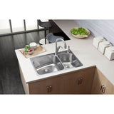18 Gauge Stainless Steel 33'' x 22'' x 9'' Double Bowl Dual Mount Kitchen Sink Kit