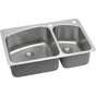 Elkay - 18 Gauge Stainless Steel 33'' x 22'' x 9'' Double Bowl Dual Mount Kitchen Sink Kit - Lustrous Satin