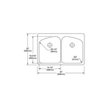 18 Gauge Stainless Steel 33'' x 22'' x 9'' Double Bowl Dual Mount Kitchen Sink Kit