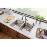 18 Gauge Stainless Steel 33'' x 22'' x 9'' Double Bowl Dual Mount Kitchen Sink Kit