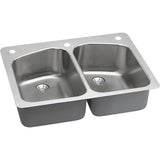 Elkay - 18 Gauge Stainless Steel 33'' x 22'' x 9'' Double Bowl Dual Mount Kitchen Sink Kit - Lustrous Satin