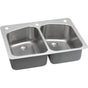 Elkay - 18 Gauge Stainless Steel 33'' x 22'' x 9'' Double Bowl Dual Mount Kitchen Sink Kit - Lustrous Satin