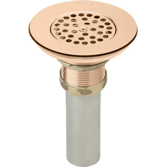 Elkay - 3-1/2'' Drain CuVerro Antimicrobial Copper Body Vandal-resistant Strainer and Tailpiece - Lustrous Satin