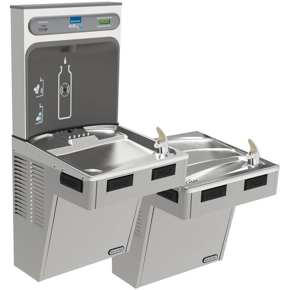 Elkay - ezH2O Bottle Filling Station with Mechanically Activated, Bi-Level ADA Cooler Filtered Refrigerated Light Gray - Light Gray Granite