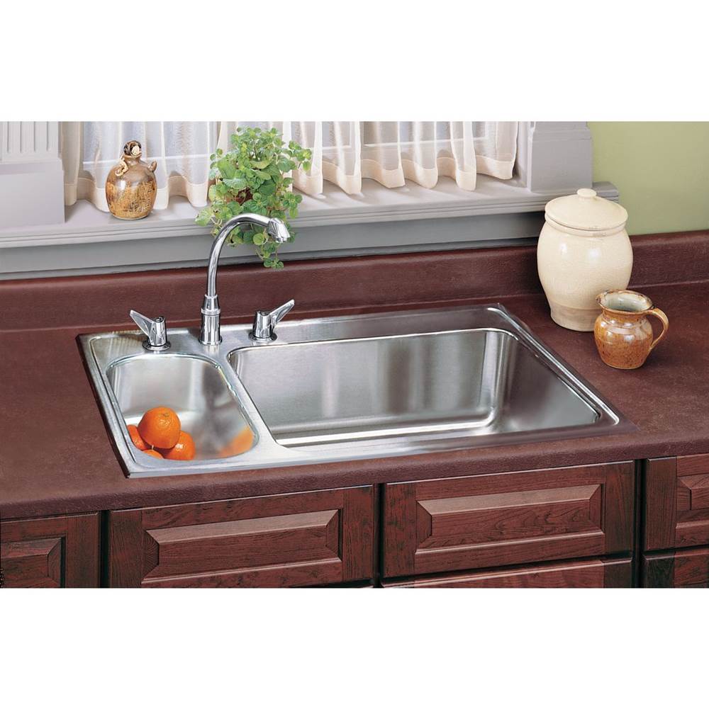 18 Gauge Stainless Steel 33'' x 22'' x 7.875'' Double Bowl Top Mount Kitchen Sink