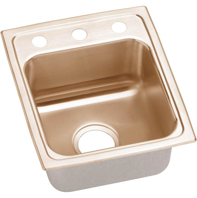 Elkay - 18 Gauge CuVerro antimicrobial copper 13'' x 16'' x 7.625'' Single Bowl Drop-in Sink - Lustrous Satin