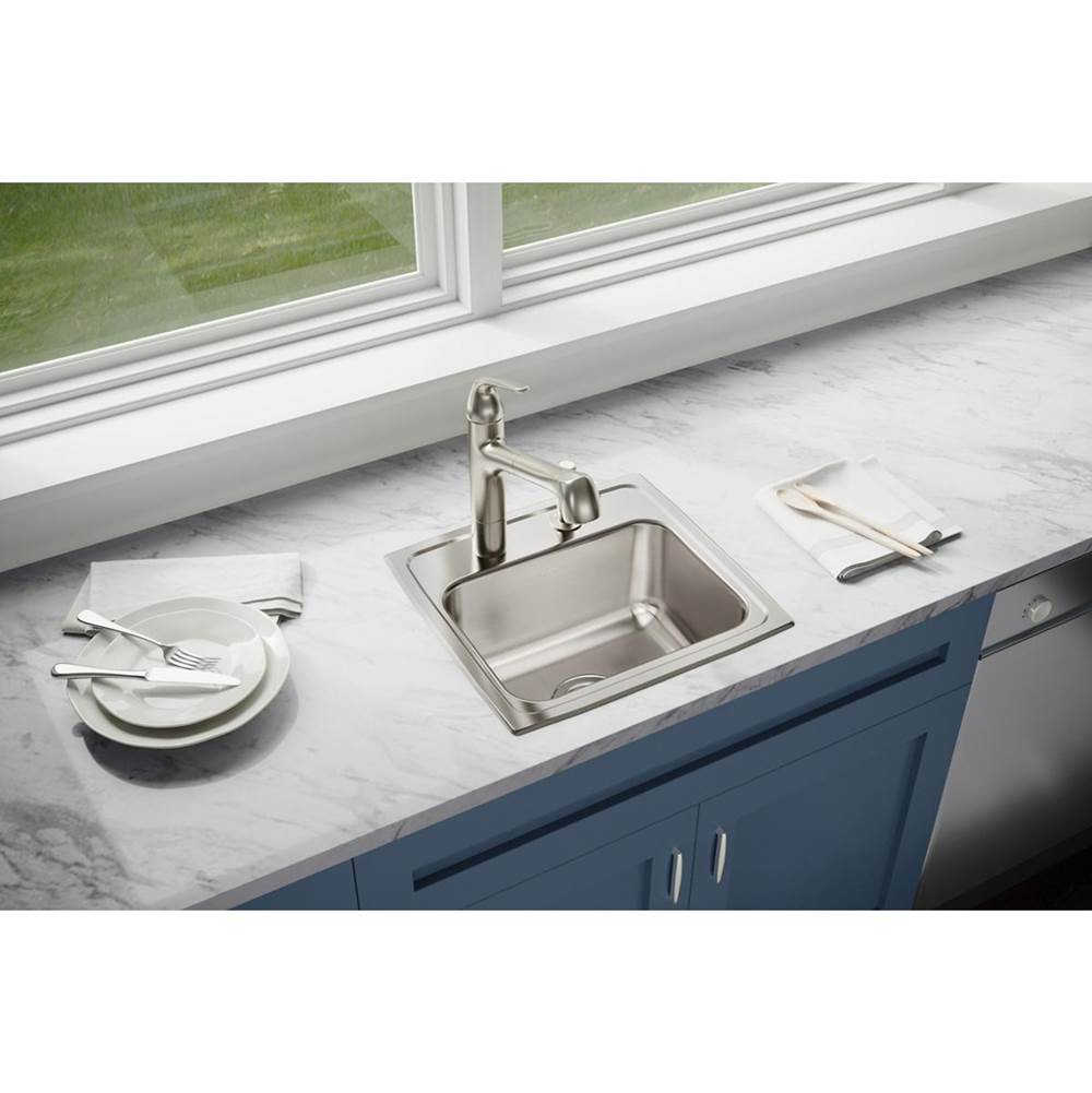 18 Gauge Stainless Steel 17'' x 16'' x 7.625'' Single Bowl Drop-in Kitchen Sink