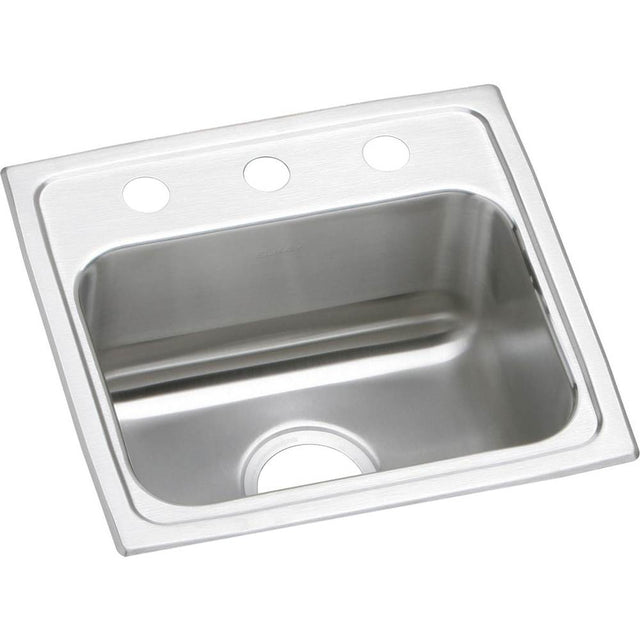 Elkay - 18 Gauge Stainless Steel 17'' x 16'' x 7.625'' Single Bowl Drop-in Kitchen Sink - Lustrous Satin