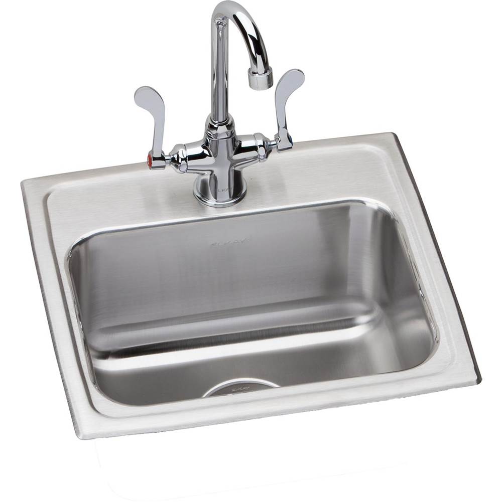 Elkay - 18 Gauge Stainless Steel 17'' x 16'' x 7.625'' Single Bowl Drop-in Kitchen Sink Kit - Lustrous Satin