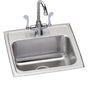 Elkay - 18 Gauge Stainless Steel 17'' x 16'' x 7.625'' Single Bowl Drop-in Kitchen Sink Kit - Lustrous Satin