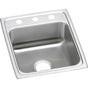 Elkay - 18 Gauge Stainless Steel 17'' x 20'' x 7.625'' Single Bowl Drop-in Kitchen Sink - Lustrous Satin