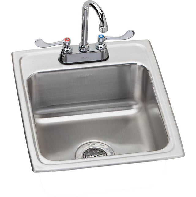 Elkay - 18 Gauge Stainless Steel 17'' x 20'' x 7.625'' Single Bowl Drop-in Kitchen Sink Kit - Lustrous Satin