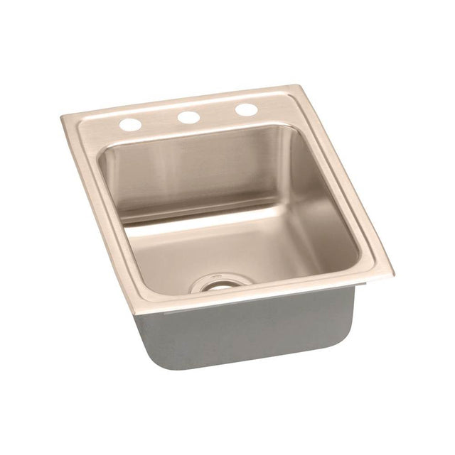 Elkay - 18 Gauge CuVerro antimicrobial copper 17'' x 22'' x 7.625'' Single Bowl Drop-in Sink - Lustrous Satin