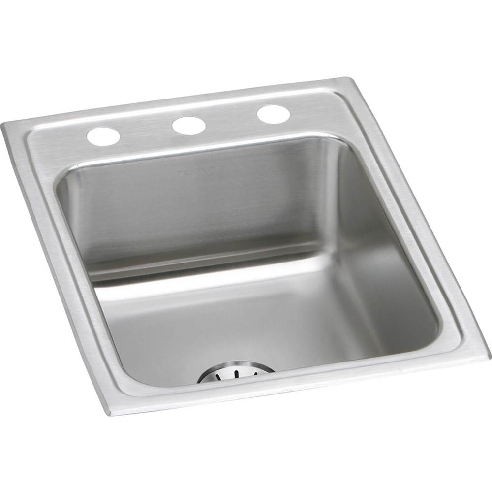 Elkay - 18 Gauge Stainless Steel 17'' x 22'' x 7.625'' Single Bowl Drop-in Kitchen Sink Kit - Lustrous Satin