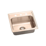Elkay - 18 Gauge CuVerro antimicrobial copper 19.5'' x 19'' x 10.125'' Single Bowl Drop-in Sink - Lustrous Satin