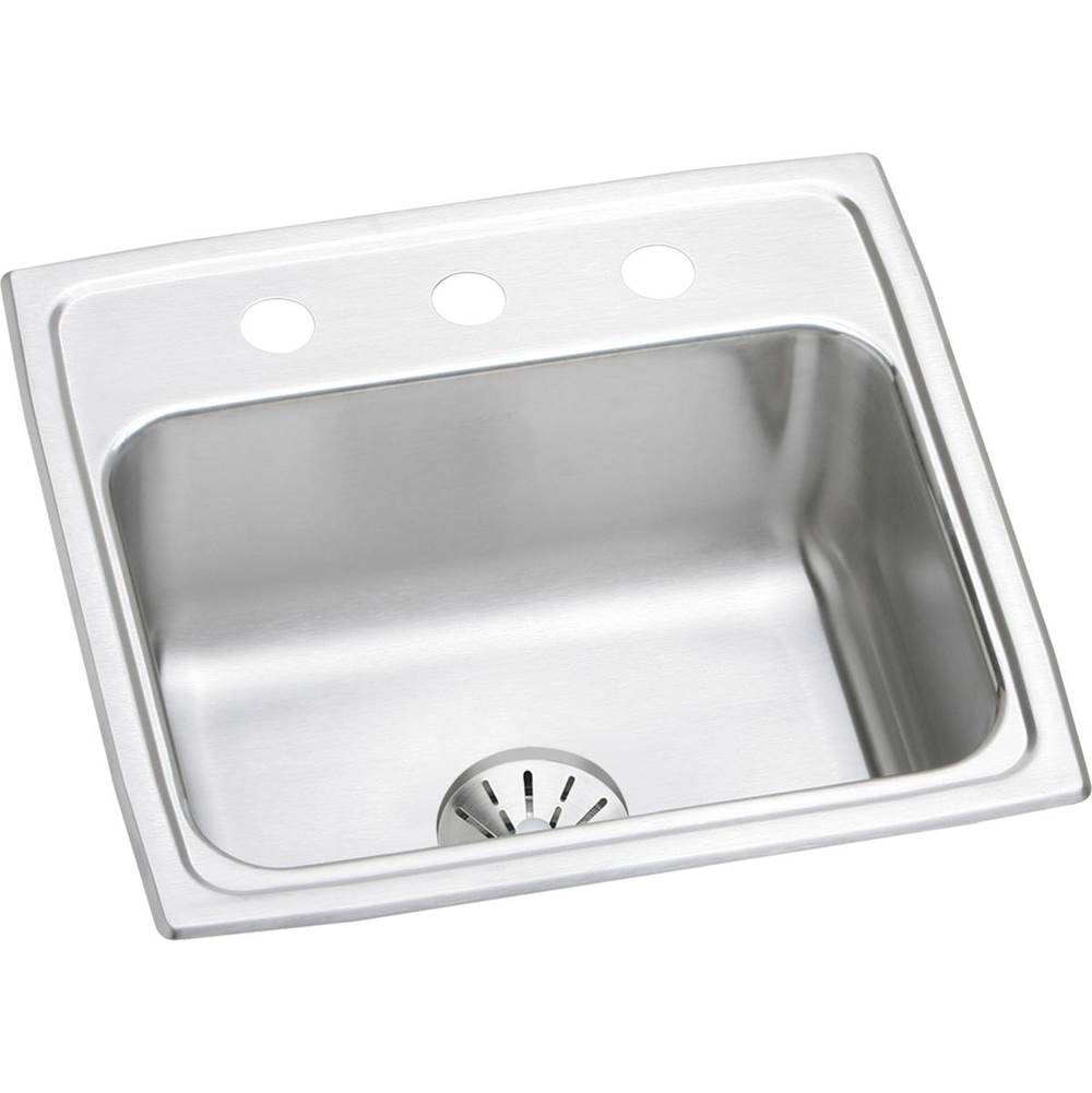 Elkay - 18 Gauge Stainless Steel 19.5'' x 19'' x 7.5'' Single Bowl Drop-in Kitchen Sink Kit - Lustrous Satin