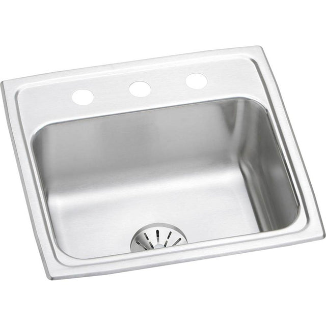 Elkay - 18 Gauge Stainless Steel 19.5'' x 19'' x 7.5'' Single Bowl Drop-in Kitchen Sink Kit - Lustrous Satin