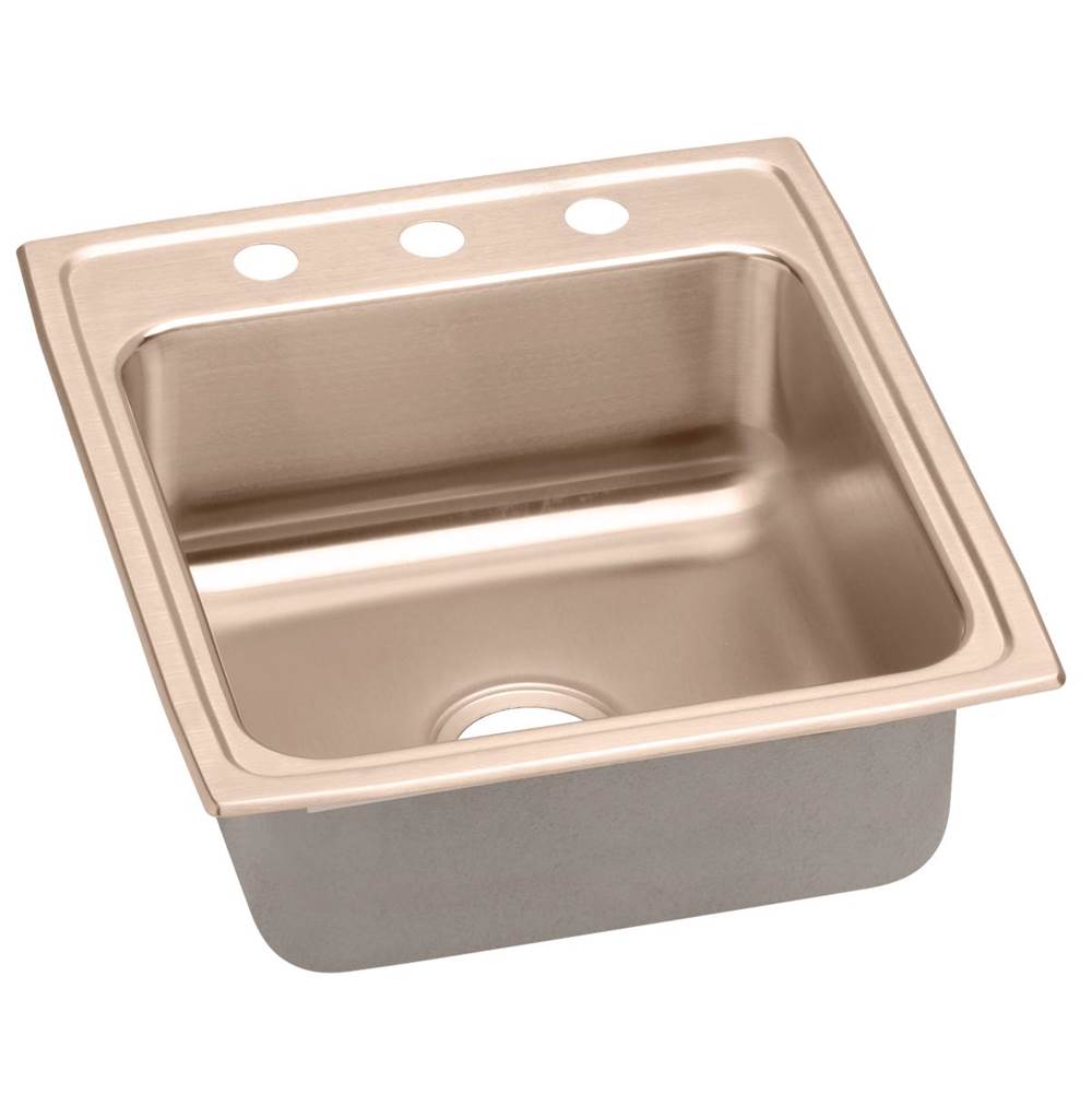 Elkay - 18 Gauge CuVerro Antimicrobial Copper 19.5'' x 22'' x 10.125'' Single Bowl Drop-in Sink - Lustrous Satin