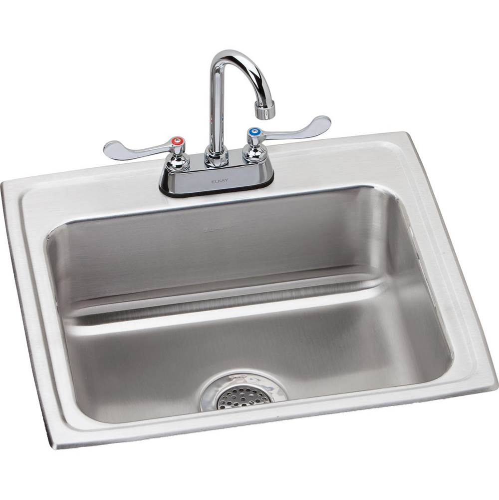 Elkay - 18 Gauge Stainless Steel 22'' x 19.5'' x 7.625'' Single Bowl Drop-in Kitchen Sink Kit - Lustrous Satin