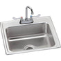 Elkay - 18 Gauge Stainless Steel 22'' x 19.5'' x 7.625'' Single Bowl Drop-in Kitchen Sink Kit - Lustrous Satin