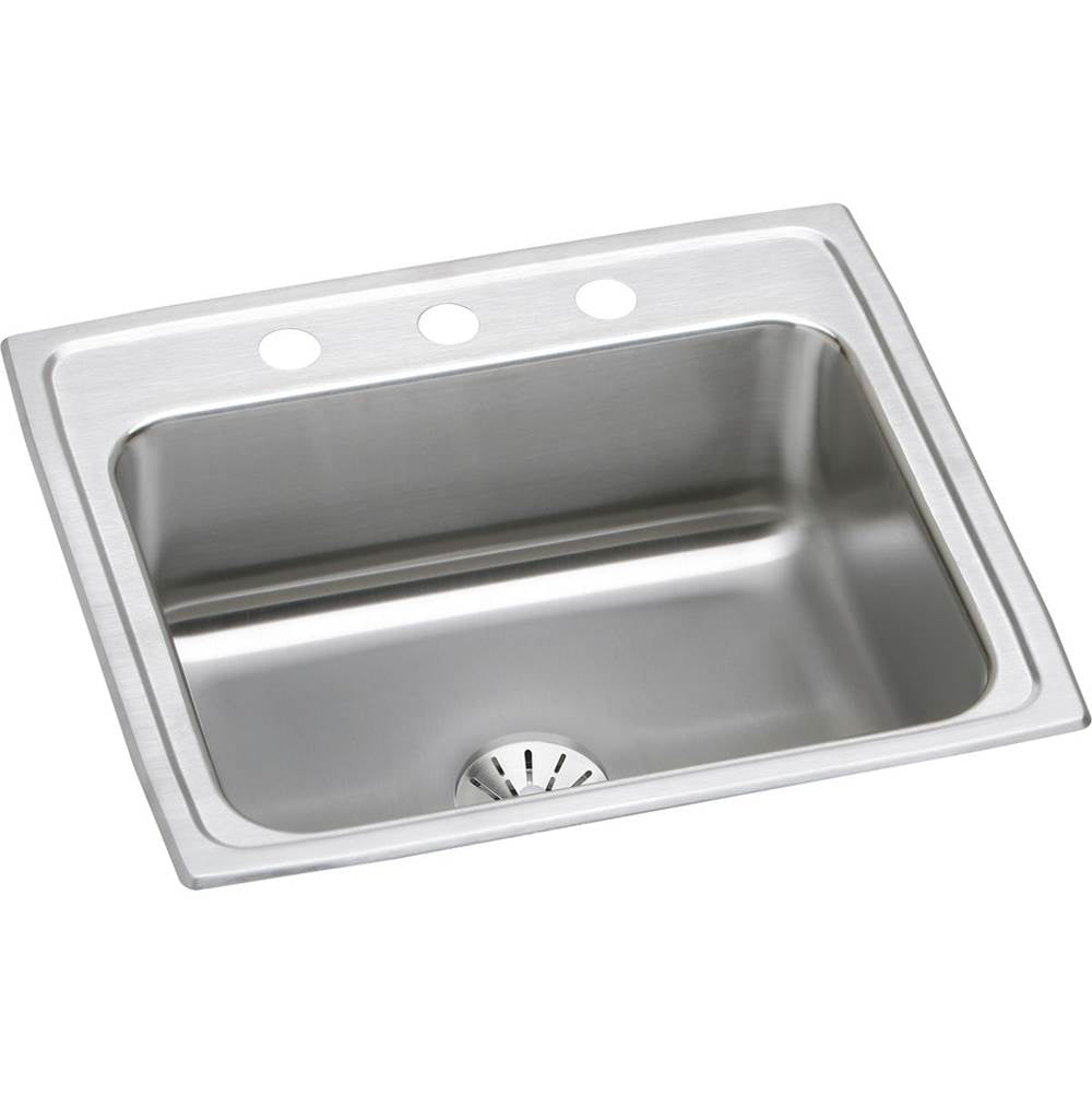 Elkay - 18 Gauge Stainless Steel 22'' x 19.5'' x 7.625'' Single Bowl Drop-in Kitchen Sink Kit - Lustrous Satin