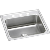 Elkay - Lustertone Classic Stainless Steel 22'' x 19-1/2'' x 7-5/8'', Single Bowl Drop-in Sink with Perfect Drain - Lustrous Satin