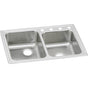 Elkay - 18 Gauge Stainless Steel 33'' x 22'' x 7.875'' Double Bowl Drop-in Kitchen Sink - Lustrous Satin