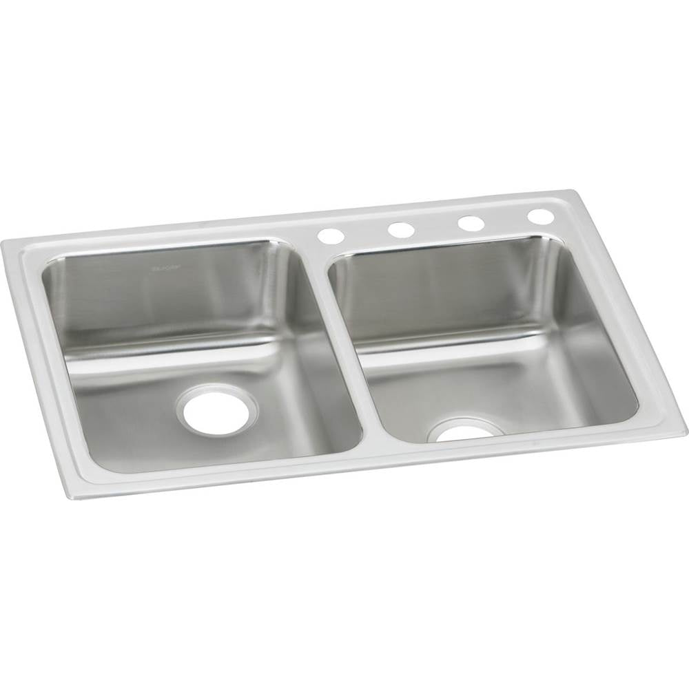 Elkay - 18 Gauge Stainless Steel 33'' x 22'' x 7.875'' Double Bowl Drop-in Kitchen Sink - Lustrous Satin