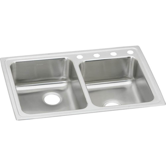 Elkay - 18 Gauge Stainless Steel 33'' x 22'' x 7.875'' Double Bowl Drop-in Kitchen Sink - Lustrous Satin