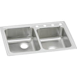 Elkay - 18 Gauge Stainless Steel 33'' x 22'' x 7.875'' Double Bowl Drop-in Kitchen Sink - Lustrous Satin