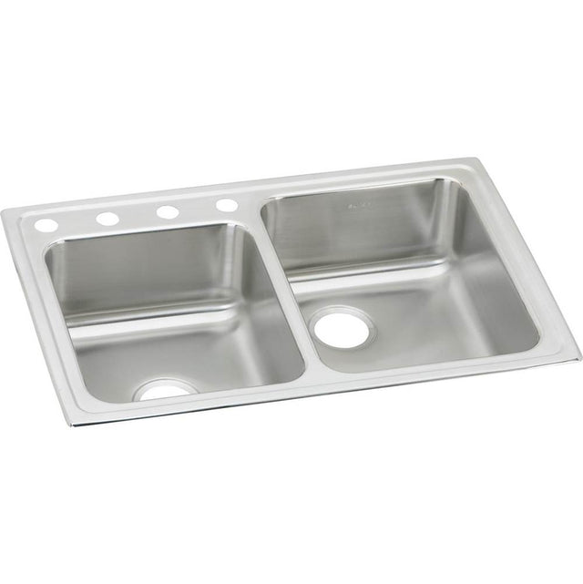 Elkay - 18 Gauge Stainless Steel 33'' x 22'' x 7.875'' Double Bowl Drop-in Kitchen Sink - Lustrous Satin