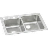 Elkay - 18 Gauge Stainless Steel 33'' x 22'' x 7.875'' Double Bowl Drop-in Kitchen Sink - Lustrous Satin