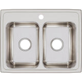 18 Gauge Stainless Steel 25'' x 19.5'' x 7.625'' Double Bowl Drop-in Kitchen Sink