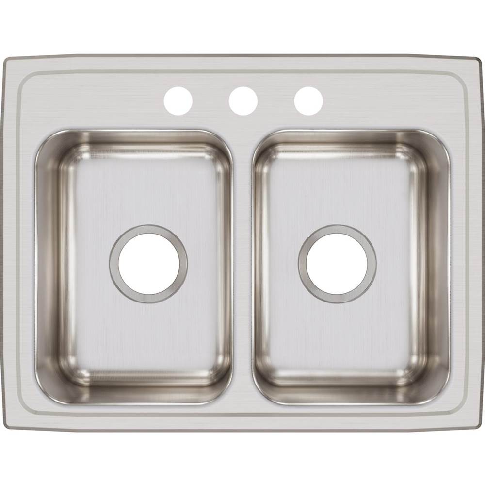 18 Gauge Stainless Steel 25'' x 19.5'' x 7.625'' Double Bowl Drop-in Kitchen Sink