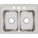 18 Gauge Stainless Steel 25'' x 19.5'' x 7.625'' Double Bowl Drop-in Kitchen Sink