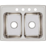18 Gauge Stainless Steel 25'' x 19.5'' x 7.625'' Double Bowl Drop-in Kitchen Sink