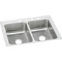 Elkay - 18 Gauge Stainless Steel 25'' x 19.5'' x 7.625'' Double Bowl Drop-in Kitchen Sink - Lustrous Satin