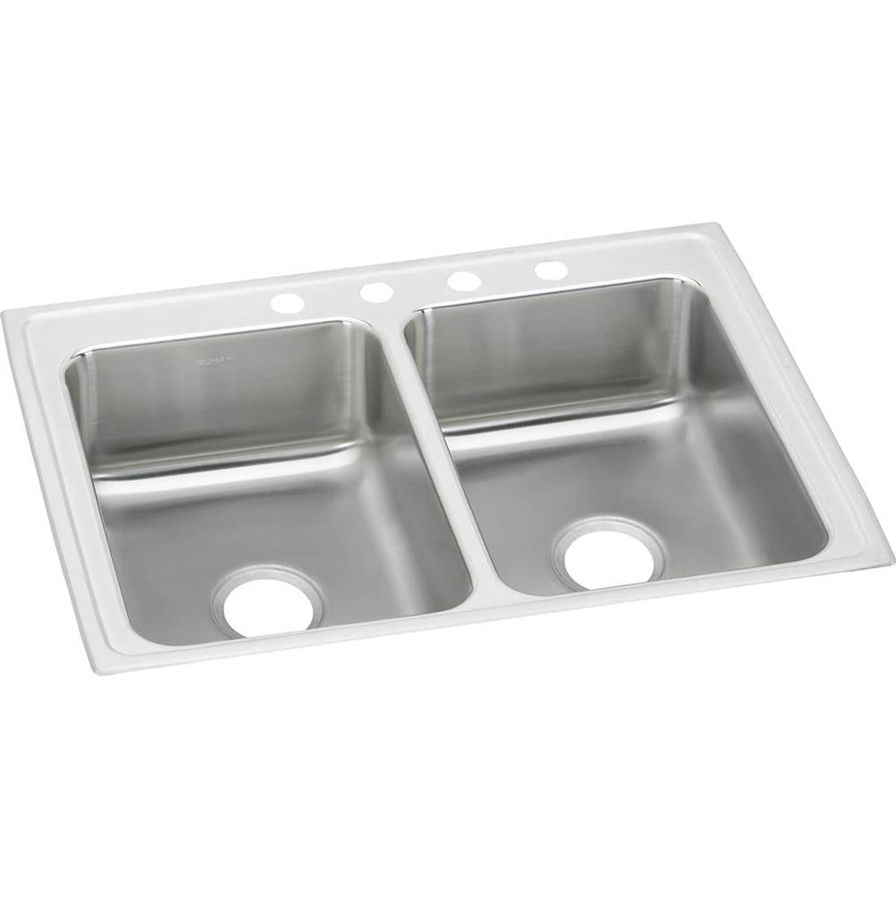 Elkay - 18 Gauge Stainless Steel 25'' x 19.5'' x 7.625'' Double Bowl Drop-in Kitchen Sink - Lustrous Satin