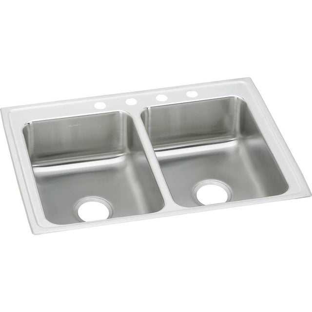Elkay - 18 Gauge Stainless Steel 25'' x 19.5'' x 7.625'' Double Bowl Drop-in Kitchen Sink - Lustrous Satin
