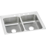 Elkay - 18 Gauge Stainless Steel 25'' x 19.5'' x 7.625'' Double Bowl Drop-in Kitchen Sink - Lustrous Satin