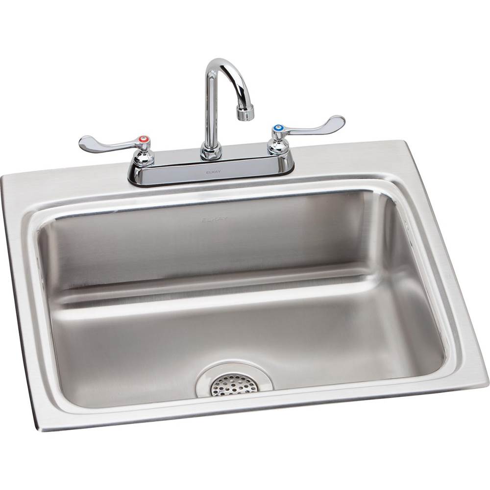 Elkay - 18 Gauge Stainless Steel 25'' x 22'' x 8.125'' Single Bowl Drop-in Kitchen Sink Kit - Lustrous Satin