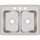 18 Gauge Stainless Steel 29'' x 22'' x 7.625'' Double Bowl Drop-in Kitchen Sink