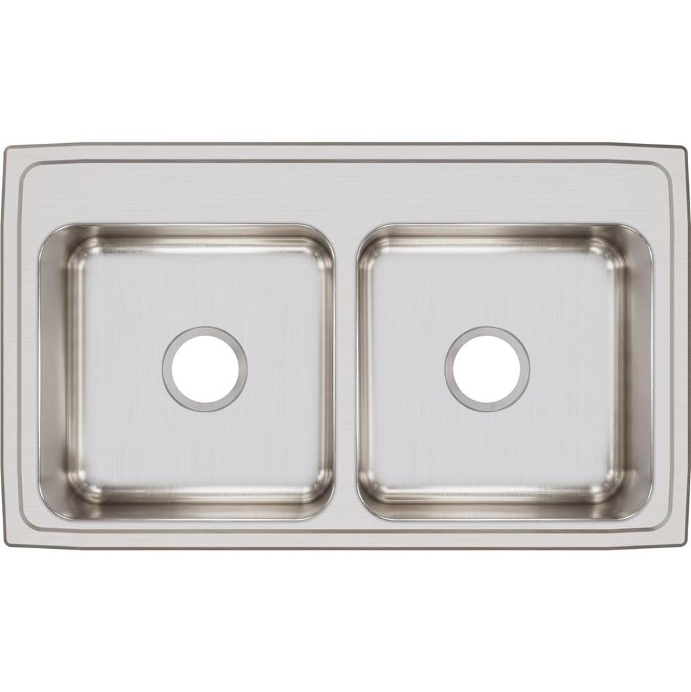 18 Gauge Stainless Steel 33'' x 19.5'' x 7.625'' Double Bowl Drop-in Kitchen Sink