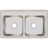 18 Gauge Stainless Steel 33'' x 19.5'' x 7.625'' Double Bowl Drop-in Kitchen Sink