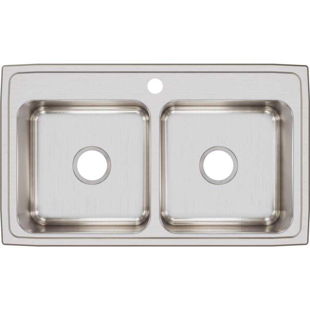 18 Gauge Stainless Steel 33'' x 19.5'' x 7.625'' Double Bowl Drop-in Kitchen Sink