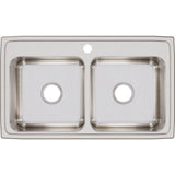 18 Gauge Stainless Steel 33'' x 19.5'' x 7.625'' Double Bowl Drop-in Kitchen Sink