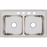 18 Gauge Stainless Steel 33'' x 19.5'' x 7.625'' Double Bowl Drop-in Kitchen Sink