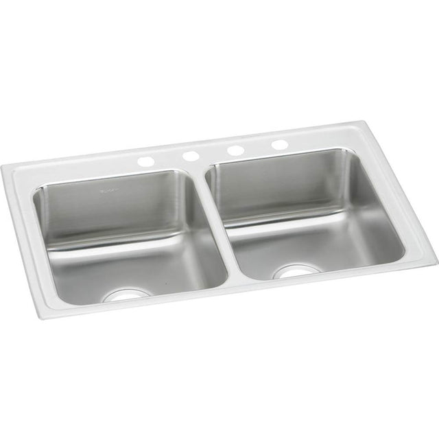 Elkay - 18 Gauge Stainless Steel 33'' x 19.5'' x 7.625'' Double Bowl Drop-in Kitchen Sink - Lustrous Satin