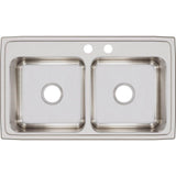 18 Gauge Stainless Steel 33'' x 19.5'' x 7.625'' Double Bowl Drop-in Kitchen Sink